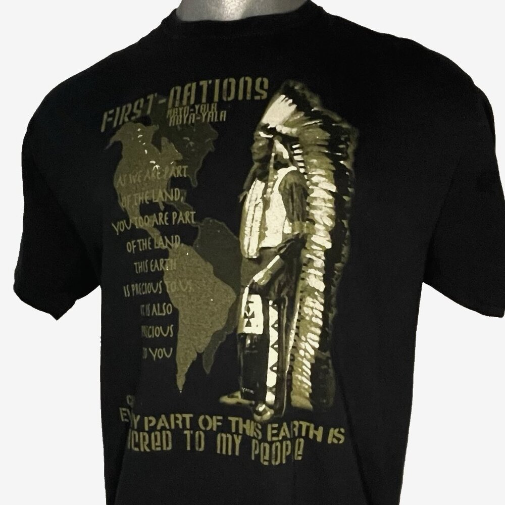 Vintage Chief Seattle L First Nations Native American Front Back Graphic Environ
